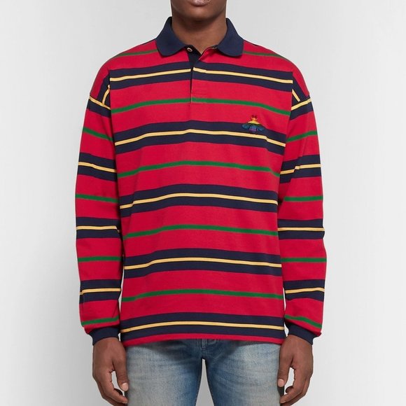 Gucci Striped Long Sleeve Polo with Bee in Red NEW WITH TAGS - Picture 4 of 9